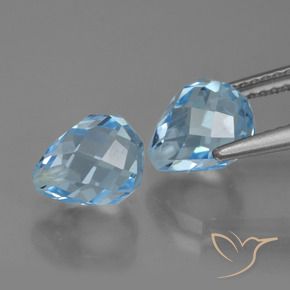 Gemas de Topacio Azul Suizo natural de 5.21 ct, Corte Briolette, VVS-VS