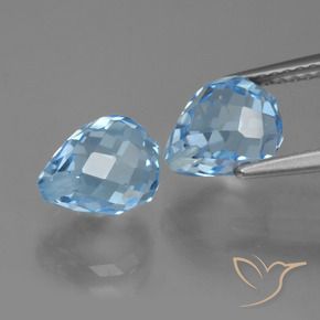 Gemas de Topacio Azul Cielo natural de 5.24 ct, Corte Briolette, VVS-VS