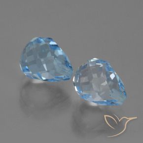 Gemas de Topacio Azul Cielo natural de 5.05 ct, Corte Briolette, VVS-VS