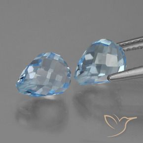 Gemas de Topacio Azul Cielo natural de 5.05 ct, Corte Briolette, VVS-VS