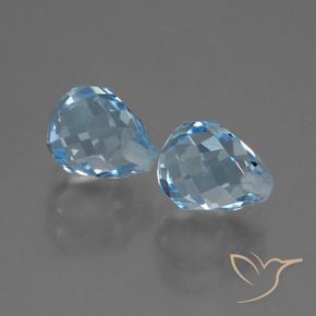Gemas de Topacio Azul Cielo natural de 5.15 ct, Corte Briolette, VVS-VS