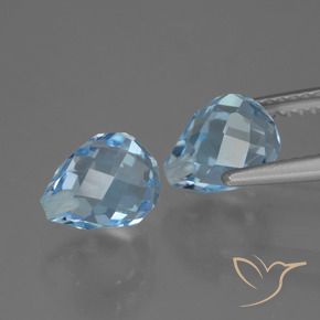 Gemas de Topacio Azul Cielo natural de 5.15 ct, Corte Briolette, VVS-VS