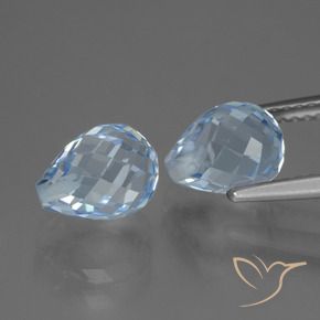 Gemas de Topacio Azul Cielo natural de 5.26 ct, Corte Briolette, VS