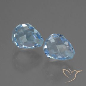 Gemas de Topacio Azul Cielo natural de 5.17 ct, Corte Briolette, VVS-VS