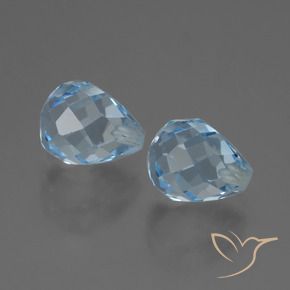 Gemas de Topacio Azul Cielo natural de 4.99 ct, Corte Briolette, VVS-VS