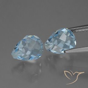 Gemas de Topacio Azul Cielo natural de 4.99 ct, Corte Briolette, VVS-VS