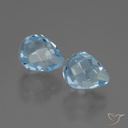 Gemas de Topacio Azul Cielo natural de 4.90 ct, Corte Briolette, VS