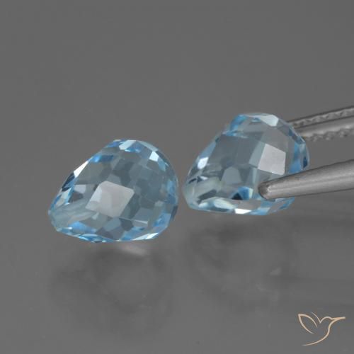 Gemas de Topacio Azul Cielo natural de 4.90 ct, Corte Briolette, VS