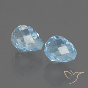 Gemas de Topacio Azul Cielo natural de 5.39 ct, Corte Briolette, VS