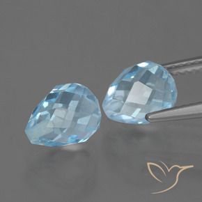 Gemas de Topacio Azul Cielo natural de 5.39 ct, Corte Briolette, VS