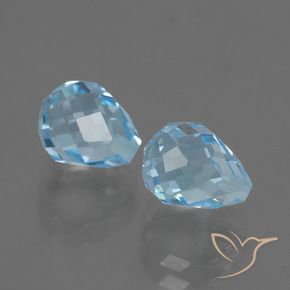 Gemas de Topacio Azul Cielo natural de 5.02 ct, Corte Briolette, VVS-VS