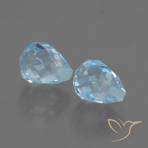 Gemas de Topacio Azul Cielo natural de 4.81 ct, Corte Briolette, VVS-VS