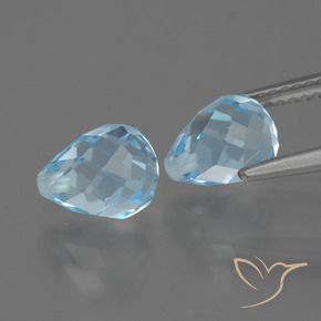 Gemas de Topacio Azul Cielo natural de 4.81 ct, Corte Briolette, VVS-VS