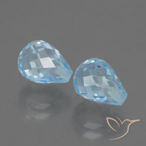 Gemas de Topacio Azul Cielo natural de 5.24 ct, Corte Briolette, VVS-VS