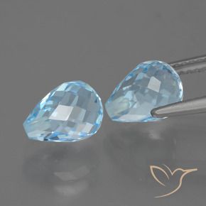 Gemas de Topacio Azul Cielo natural de 5.24 ct, Corte Briolette, VVS-VS