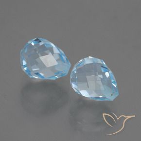 Gemas de Topacio Azul Cielo natural de 5.21 ct, Corte Briolette, VVS-VS