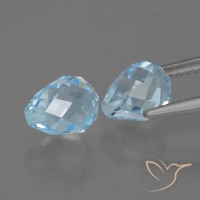 Gemas de Topacio Azul Cielo natural de 5.21 ct, Corte Briolette, VVS-VS
