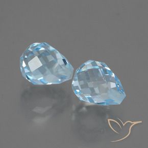 Gemas de Topacio Azul Cielo natural de 5.15 ct, Corte Briolette, VVS-VS