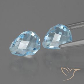 Gemas de Topacio Azul Cielo natural de 5.15 ct, Corte Briolette, VVS-VS