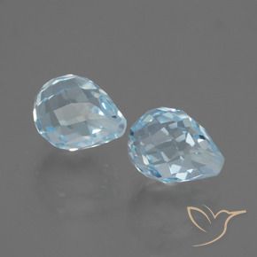 Gemas de Topacio Azul Cielo natural de 5.12 ct, Corte Briolette, VS