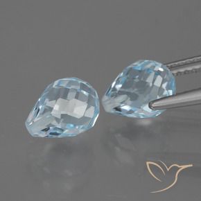 Gemas de Topacio Azul Cielo natural de 5.12 ct, Corte Briolette, VS