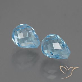 Gemas de Topacio Azul Cielo natural de 5.07 ct, Corte Briolette, VS