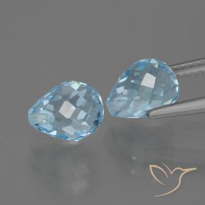 Gemas de Topacio Azul Cielo natural de 5.07 ct, Corte Briolette, VS