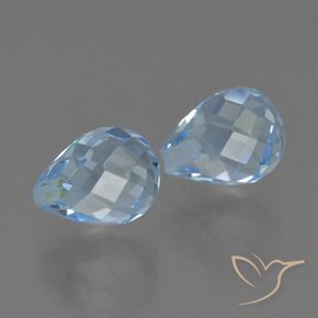 Gemas de Topacio Azul Cielo natural de 5.08 ct, Corte Briolette, VVS-VS
