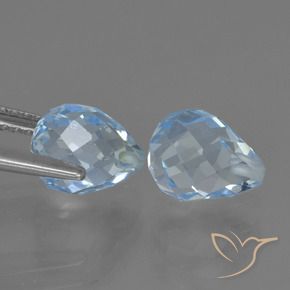 Gemas de Topacio Azul Cielo natural de 5.08 ct, Corte Briolette, VVS-VS