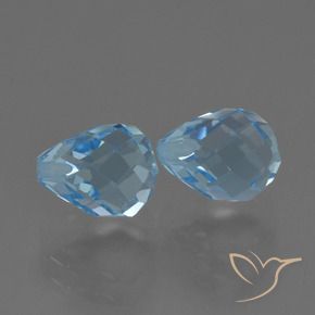 Gemas de Topacio Azul Cielo natural de 4.71 ct, Corte Briolette, VVS-VS