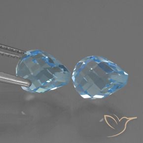 Gemas de Topacio Azul Cielo natural de 4.71 ct, Corte Briolette, VVS-VS