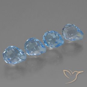 Gemas de Topacio Azul Cielo natural de 10.14 ct, Corte Briolette, VVS-VS