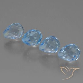 Gemas de Topacio Azul Cielo natural de 10.14 ct, Corte Briolette, VVS-VS