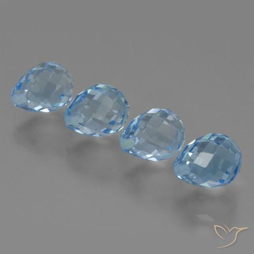 10.98ctw Natural Azul Suizo Topacio, Corte Briolette, VVS-VS