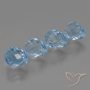 Gemas de Topacio Azul Suizo natural de 10.98 ct, Corte Briolette, VVS-VS