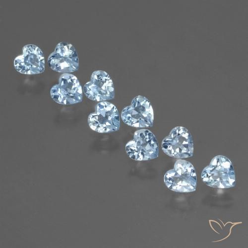 Gemas de topacio azul natural de 2,83 ct, forma de corazón, VS