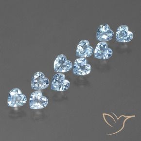Gemas de topacio azul natural de 2,83 ct, forma de corazón, VS
