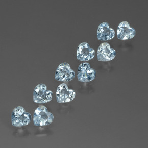 Gemas de topacio azul natural de 2,68 ct, forma de corazón, VS