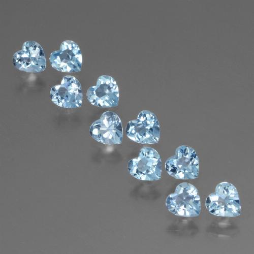 Gemas de topacio azul natural de 2,95 ct, forma de corazón, VS
