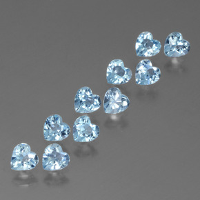 Gemas de topacio azul natural de 2,95 ct, forma de corazón, VS