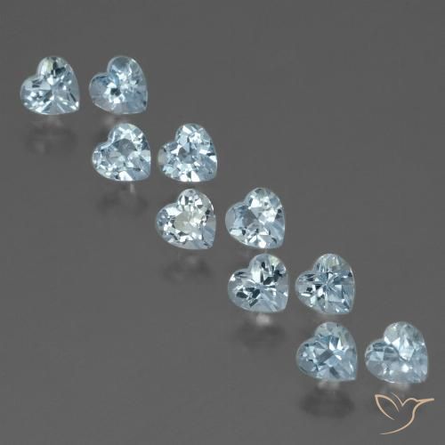 Gemas de Topacio Azul Cielo natural de 3.16 ct, Forma de corazón, VS