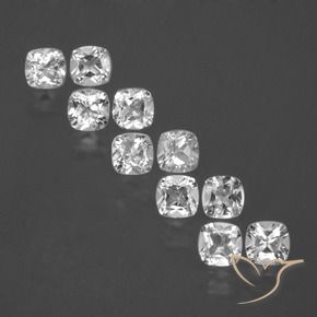 Gemas de Topacio Blanco natural de 5.07 ct, Forma Cojín, VS-SI