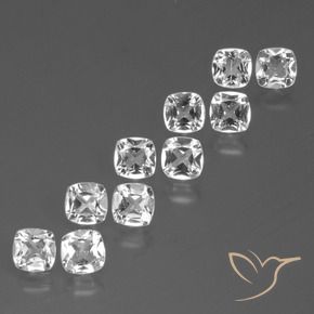 Gemas de Topacio Blanco claro natural de 4.63 ct, Forma Cojín, VS