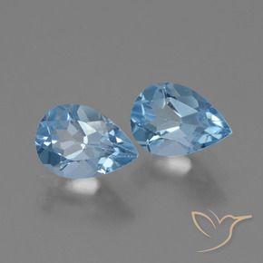 Gemas de Topacio Azul Cielo natural de 1.68 ct, En forma de pera, VVS-VS