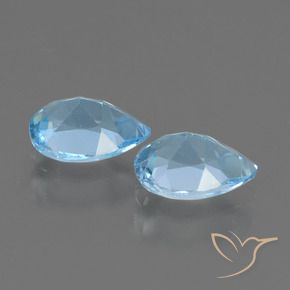 Gemas de Topacio Azul Cielo natural de 1.65 ct, En forma de pera, VVS-VS