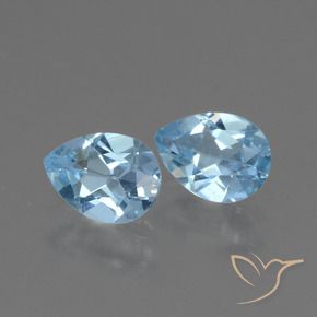 Gemas de Topacio Azul Cielo natural de 1.58 ct, En forma de pera, VVS-VS