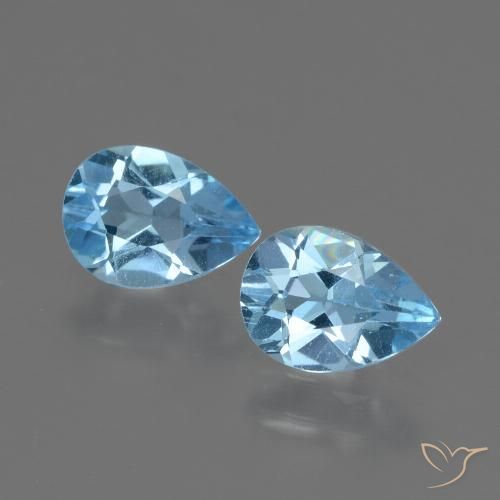 Gemas de topacio azul natural de 1,62 ct, en forma de pera, VVS-VS