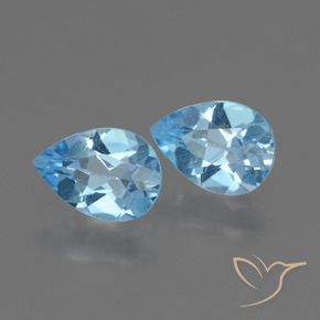 Gemas de topacio azul natural de 1,62 ct, en forma de pera, VVS-VS