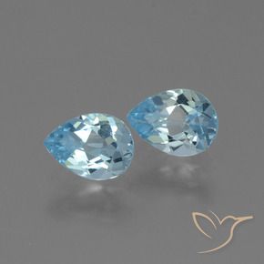 Gemas de Topacio Azul Cielo natural de 1.69 ct, En forma de pera, VVS-VS