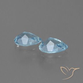 Gemas de Topacio Azul Cielo natural de 1.69 ct, En forma de pera, VVS-VS